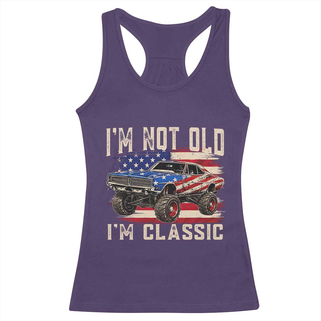 I'm Not Old I'm Classic Racerback Tank Top Vintage Car American Flag 4th of July