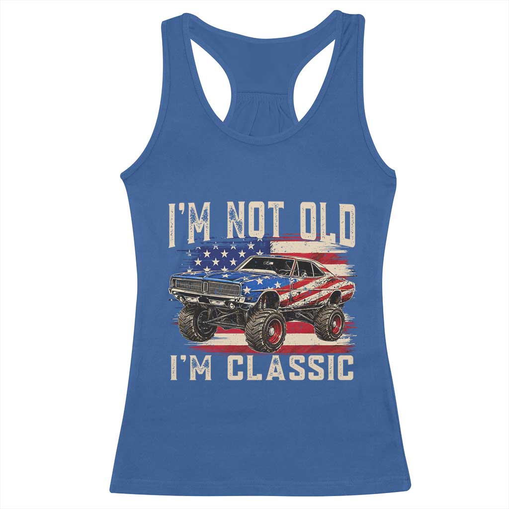I'm Not Old I'm Classic Racerback Tank Top Vintage Car American Flag 4th of July