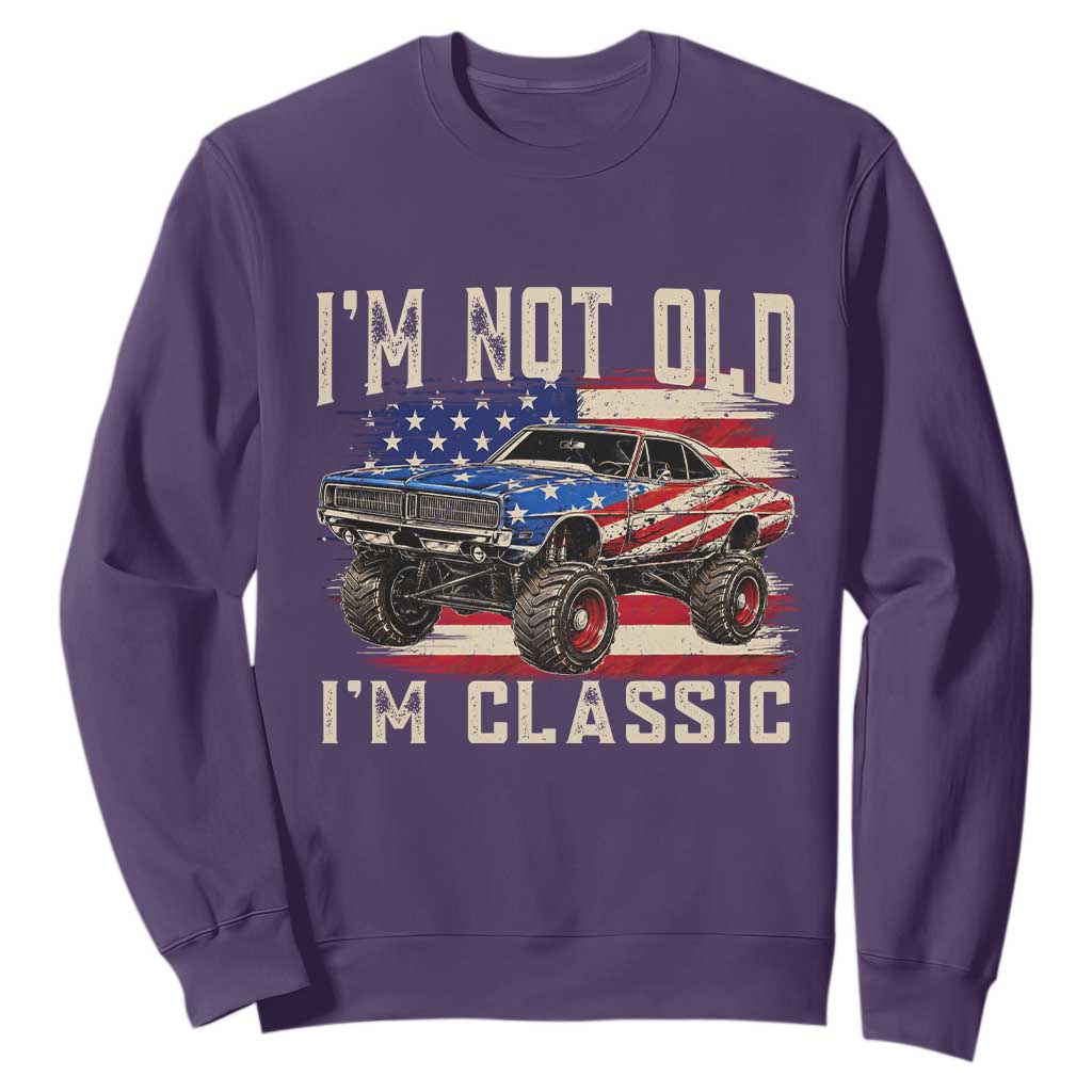 I'm Not Old I'm Classic Sweatshirt Vintage Car American Flag 4th of July