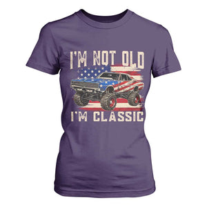 I'm Not Old I'm Classic T Shirt For Women Vintage Car American Flag 4th of July TS14 Purple Print Your Wear