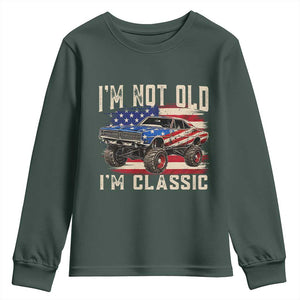 I'm Not Old I'm Classic Youth Sweatshirt Vintage Car American Flag 4th of July