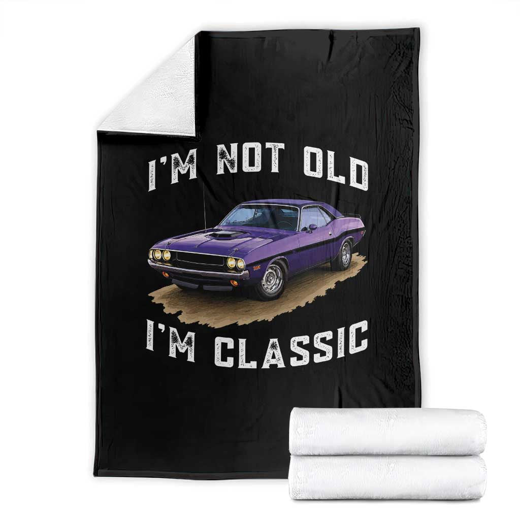 I'm Not Old I'm Classic Throw Blanket Vintage 1970 Purple Classic Muscle Car