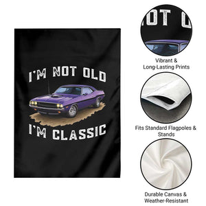 I'm Not Old I'm Classic Garden Flag Vintage 1970 Purple Classic Muscle Car