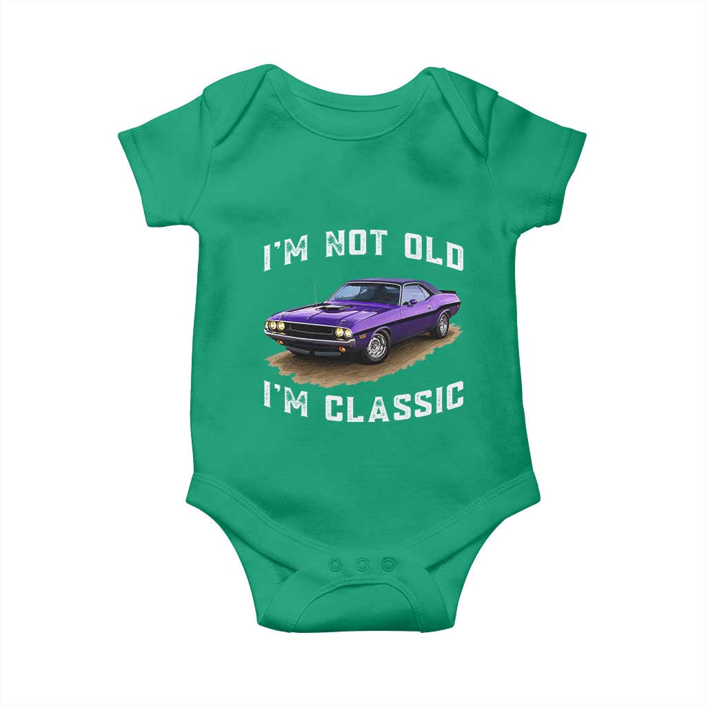 I'm Not Old I'm Classic Baby Onesie Vintage 1970 Purple Classic Muscle Car