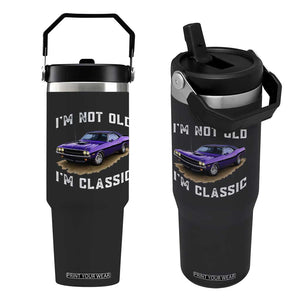I'm Not Old I'm Classic Flip Straw Tumbler Vintage 1970 Purple Classic Muscle Car