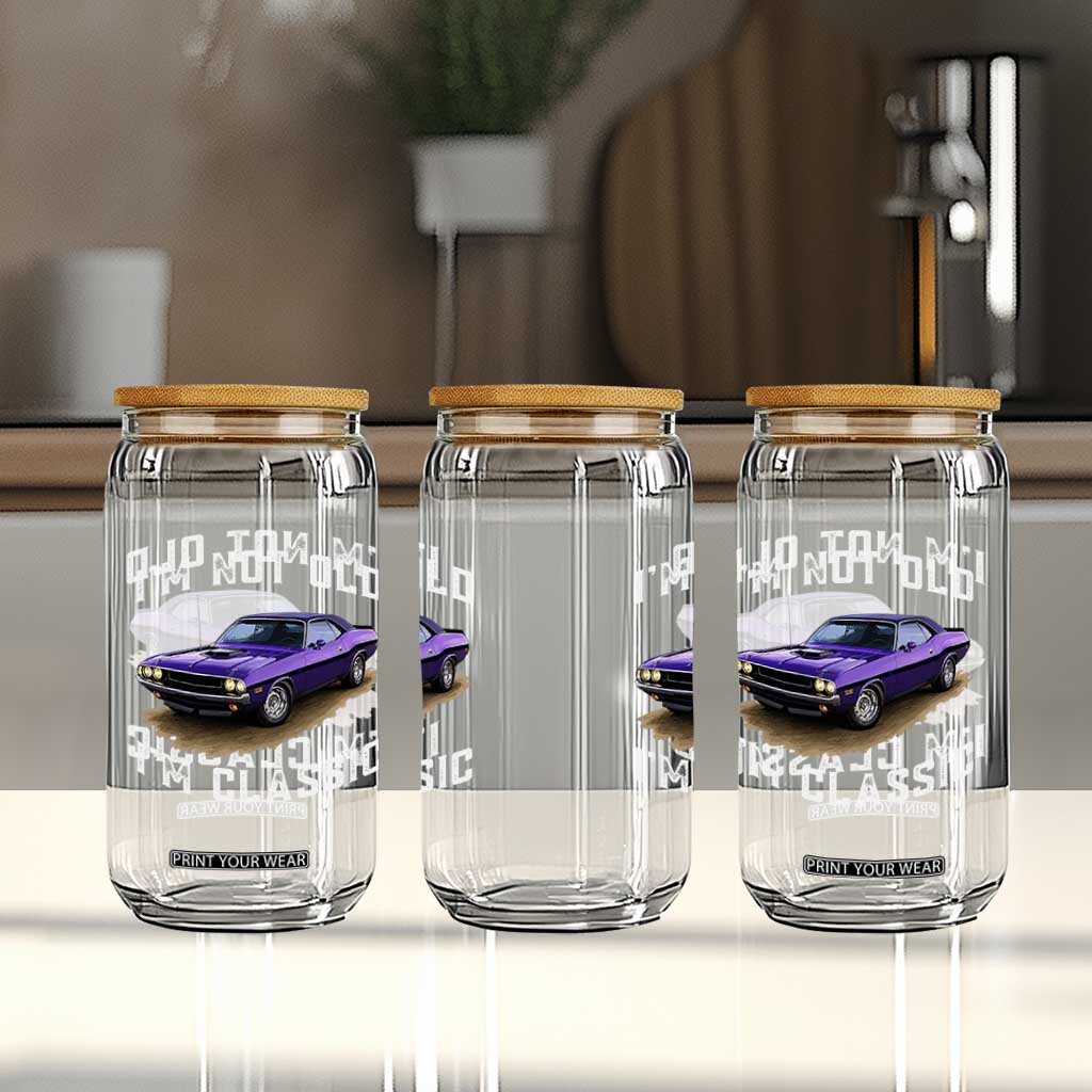 I'm Not Old I'm Classic Glass Can Vintage 1970 Purple Classic Muscle Car