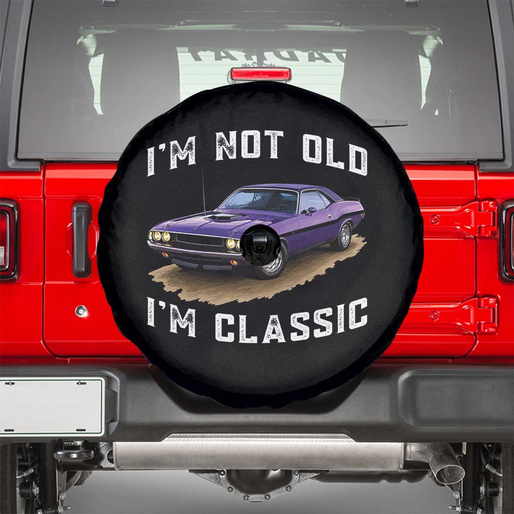 I'm Not Old I'm Classic Spare Tire Cover Vintage 1970 Purple Classic Muscle Car