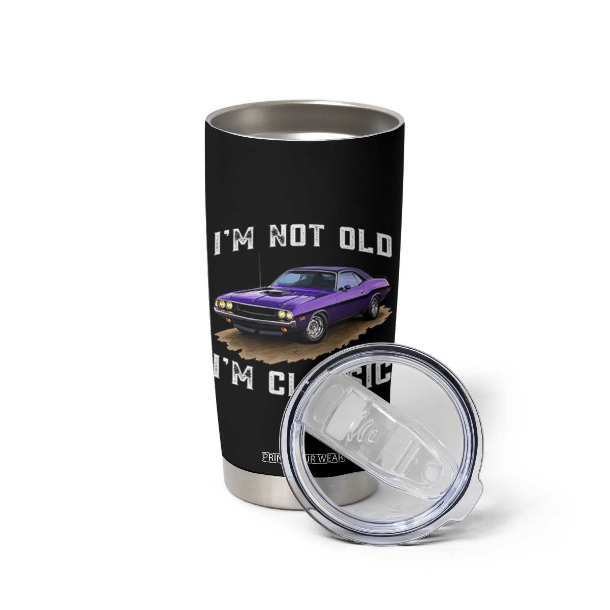 I'm Not Old I'm Classic Tumbler Cup Vintage 1970 Purple Classic Muscle Car