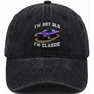I'm Not Old I'm Classic Washed Cotton Baseball Cap Vintage 1970 Purple Classic Muscle Car