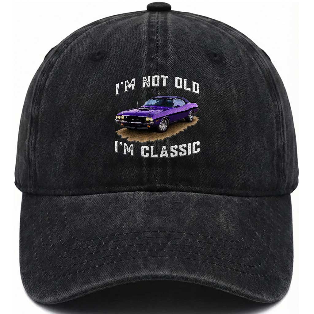 I'm Not Old I'm Classic Washed Cotton Baseball Cap Vintage 1970 Purple Classic Muscle Car TS14 Print Your Wear