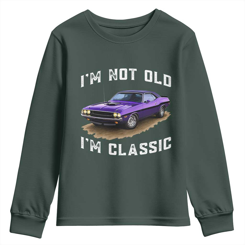 I'm Not Old I'm Classic Youth Sweatshirt Vintage 1970 Purple Classic Muscle Car