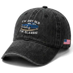 I'm Not Old I'm Classic Washed Cotton Baseball Cap Vintage 1949 Classic American Coupe Car