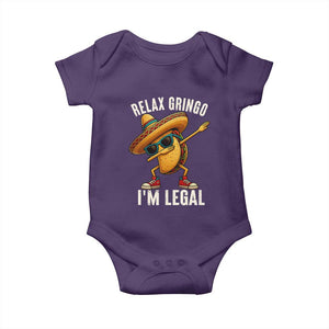 Relax Ringo I'm Legal Baby Onesie Funny Mexican Taco Lover TS14 Purple Print Your Wear
