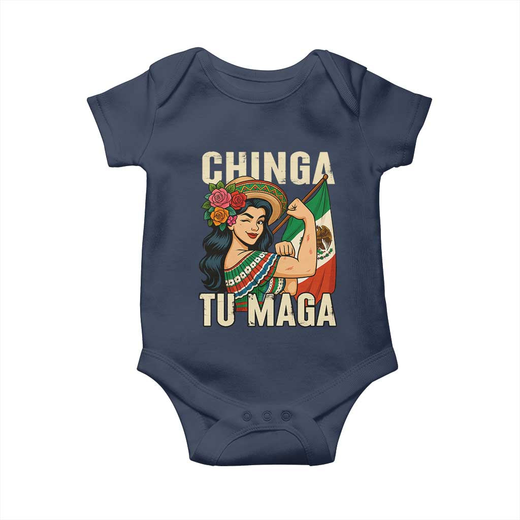 Chinga Tu Maga Protest Baby Onesie Funny Mexican Women TS14 Navy Print Your Wear