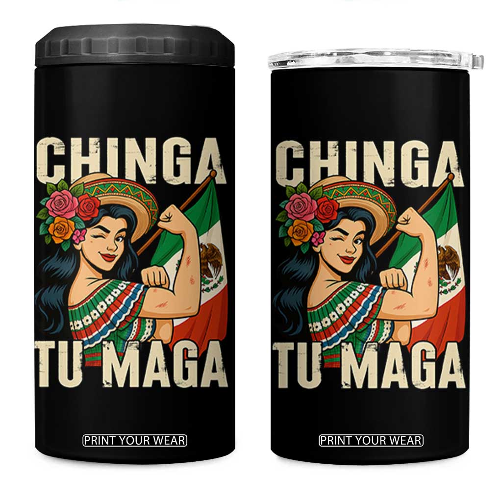 Chinga Tu Maga Protest 4 in 1 Can Cooler Tumbler Funny Mexican Women TS14 One Size: 16 oz Black Print Your Wear