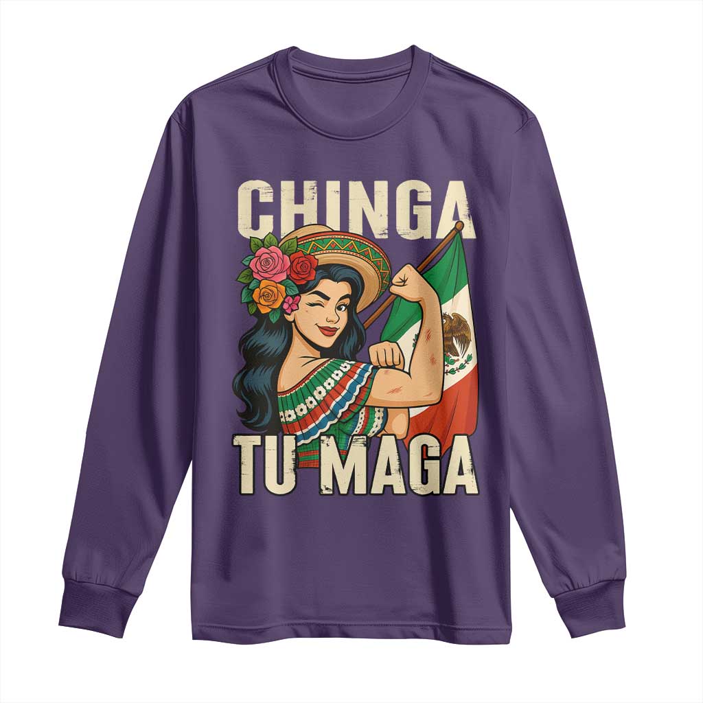 Chinga Tu Maga Protest Long Sleeve Shirt Funny Mexican Women TS14 Purple Print Your Wear