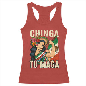 Chinga Tu Maga Protest Racerback Tank Top Funny Mexican Women TS14 Red Print Your Wear