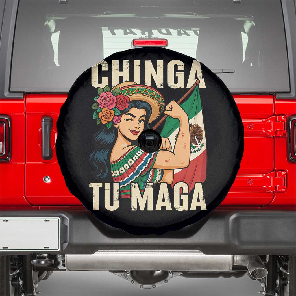 Chinga Tu Maga Protest Spare Tire Cover Funny Mexican Women TS14 Black Print Your Wear