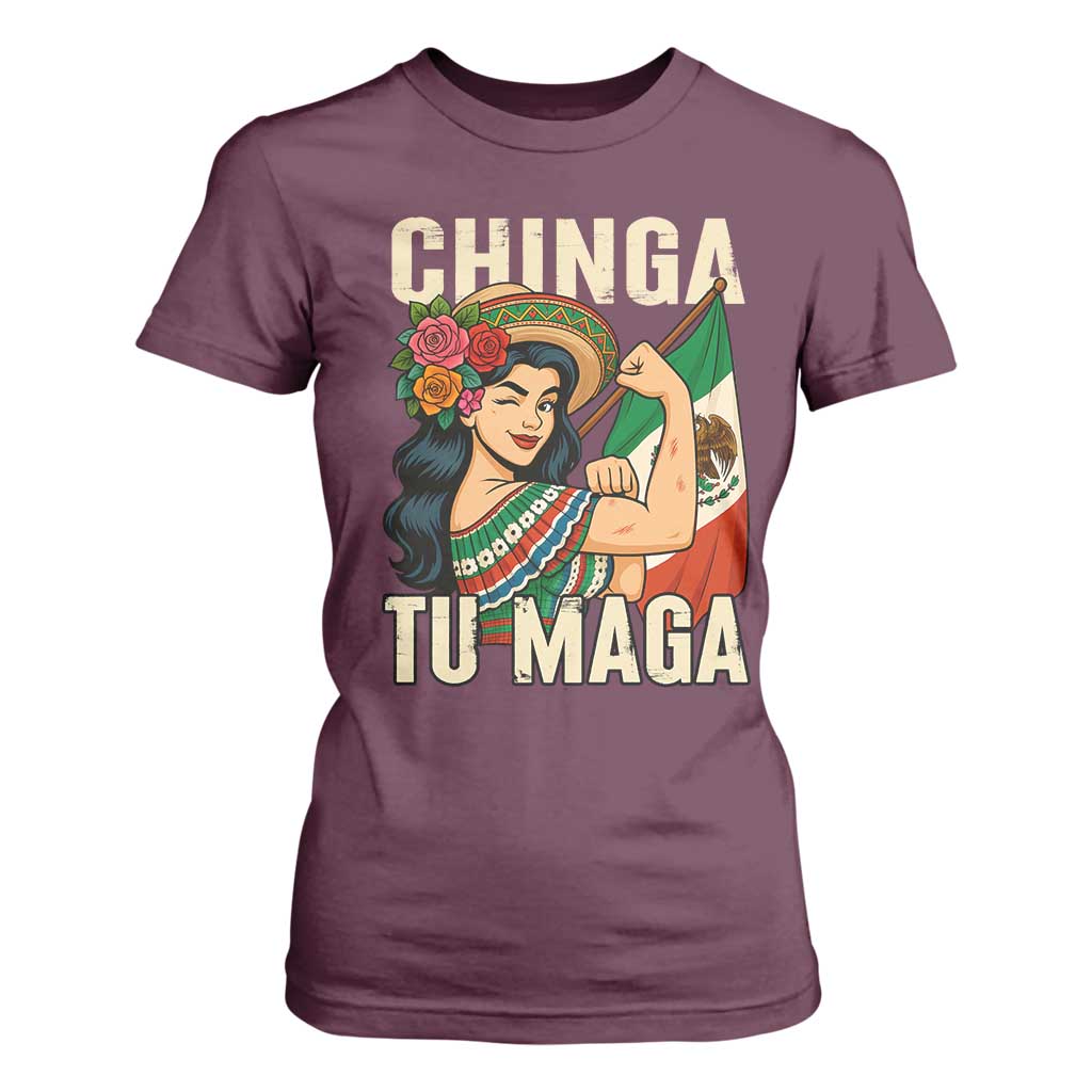 Chinga Tu Maga Protest T Shirt For Women Funny Mexican Women TS14 Maroon Print Your Wear