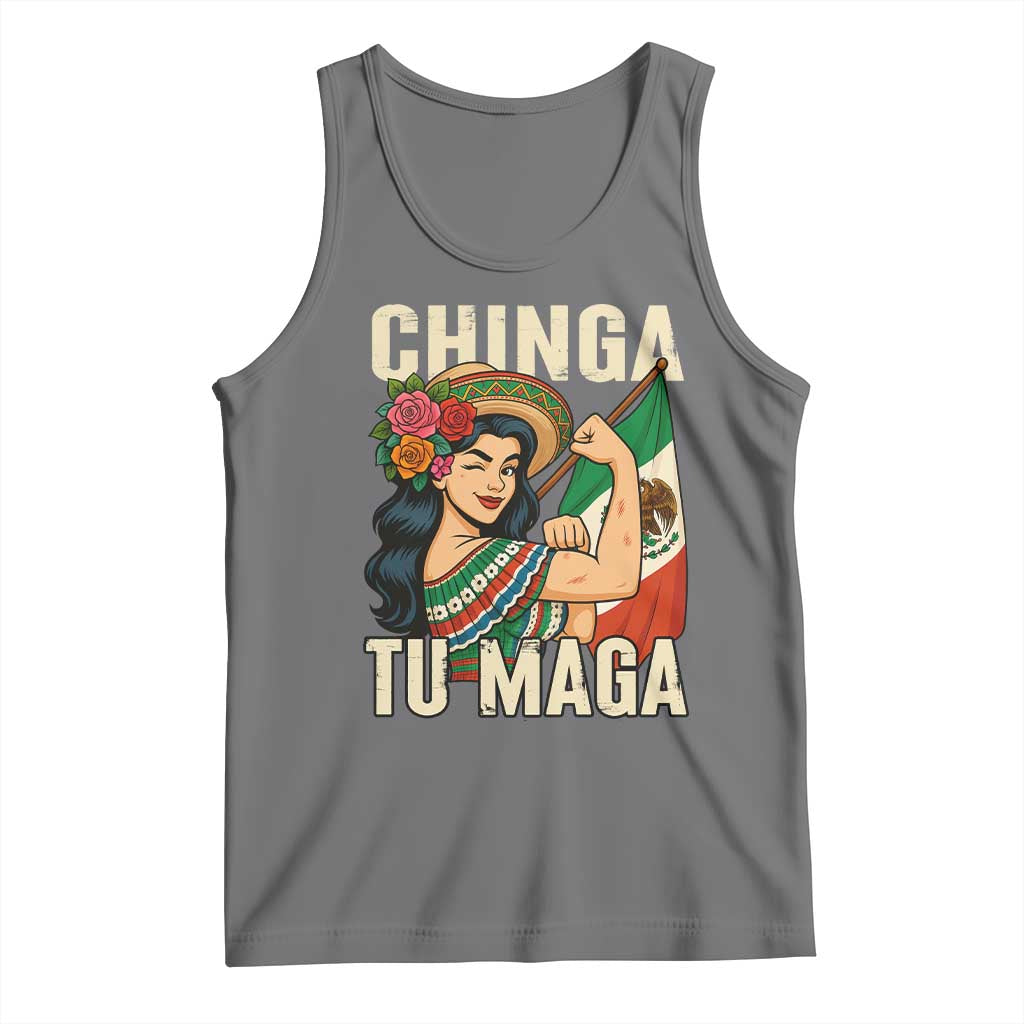 Chinga Tu Maga Protest Tank Top Funny Mexican Women TS14 Black Heather Print Your Wear