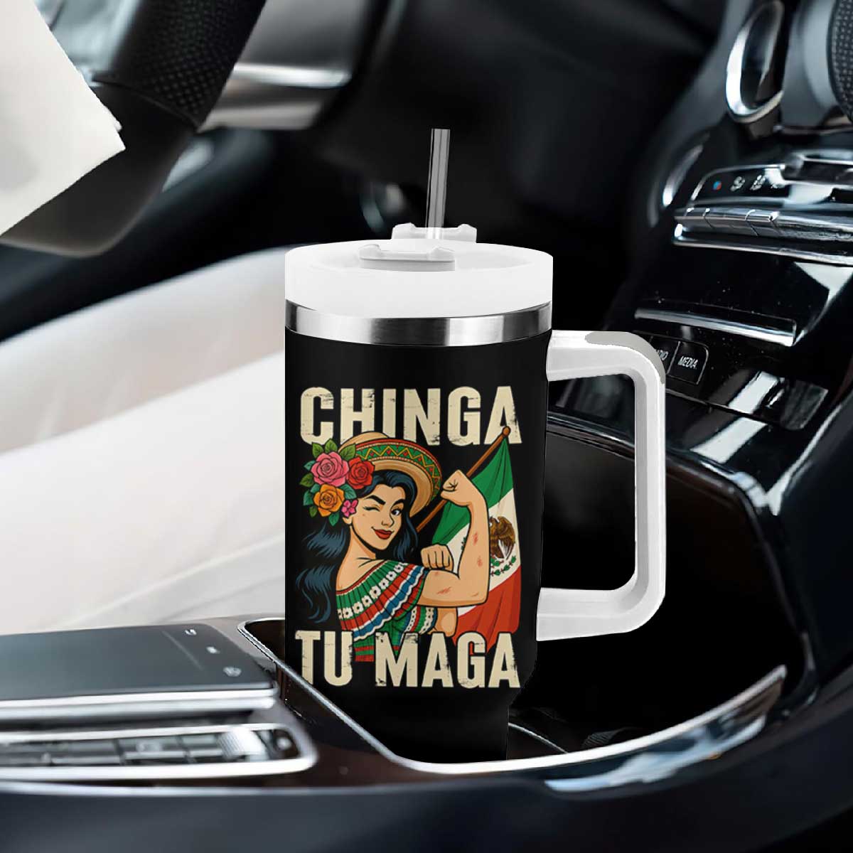 Chinga Tu Maga Protest Tumbler With Handle Funny Mexican Women TS14 Print Your Wear