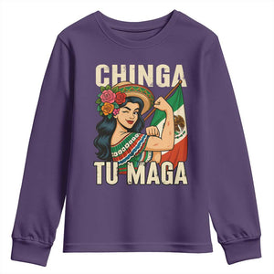 Chinga Tu Maga Protest Youth Sweatshirt Funny Mexican Women TS14 Purple Print Your Wear