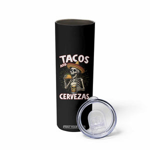 Tacos and Cervezas Skinny Tumbler Funny Skeleton Drinking Beer Lovers TS14 Print Your Wear