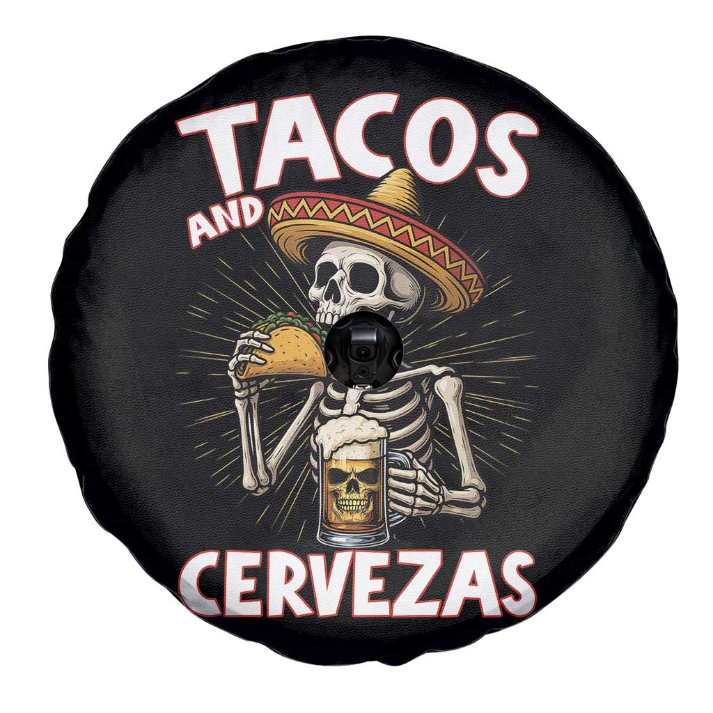 Tacos and Cervezas Spare Tire Cover Funny Skeleton Drinking Beer Lovers TS14 Print Your Wear