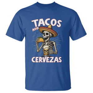 Tacos and Cervezas T Shirt Funny Skeleton Drinking Beer Lovers TS14 Royal Blue Print Your Wear