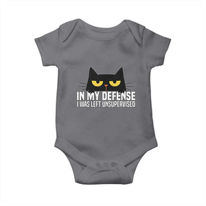 Sarcastic Black Cat Baby Onesie In My Defense I Was Left Unsupervised TS14 Charcoal Print Your Wear