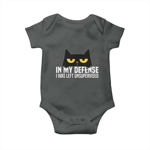 Sarcastic Black Cat Baby Onesie In My Defense I Was Left Unsupervised TS14 Dark Heather Print Your Wear