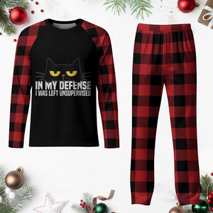 Sarcastic Black Cat Plaid Pajama Set In My Defense I Was Left Unsupervised TS14 Buffalo Plaid Print Your Wear