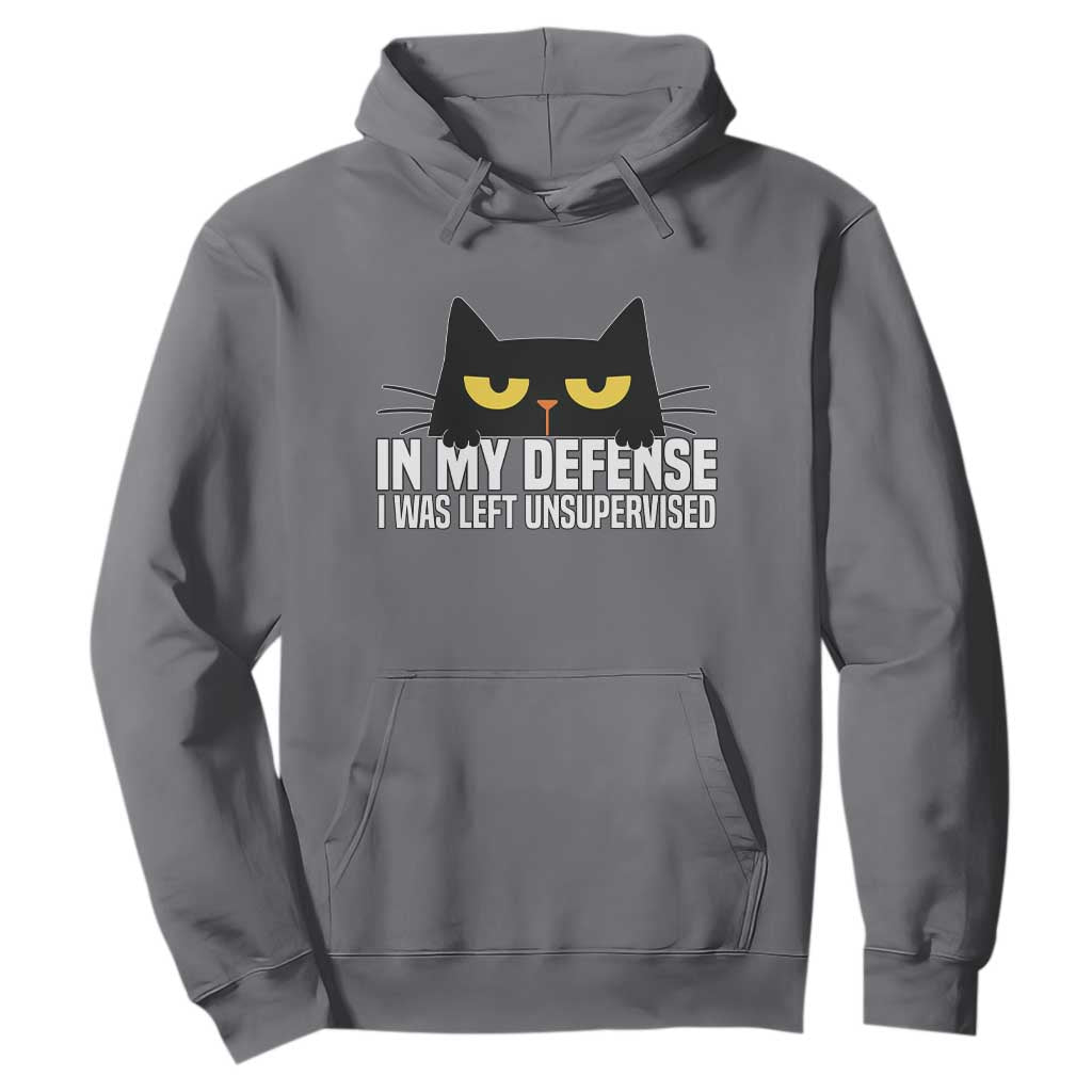 Sarcastic Black Cat Hoodie In My Defense I Was Left Unsupervised TS14 Charcoal Print Your Wear