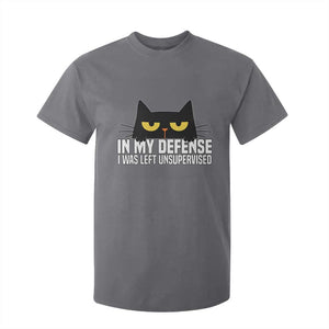 Sarcastic Black Cat T Shirt For Kid In My Defense I Was Left Unsupervised TS14 Charcoal Print Your Wear