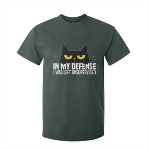 Sarcastic Black Cat T Shirt For Kid In My Defense I Was Left Unsupervised TS14 Dark Forest Green Print Your Wear