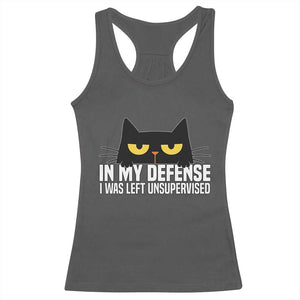 Sarcastic Black Cat Racerback Tank Top In My Defense I Was Left Unsupervised TS14 Dark Heather Print Your Wear