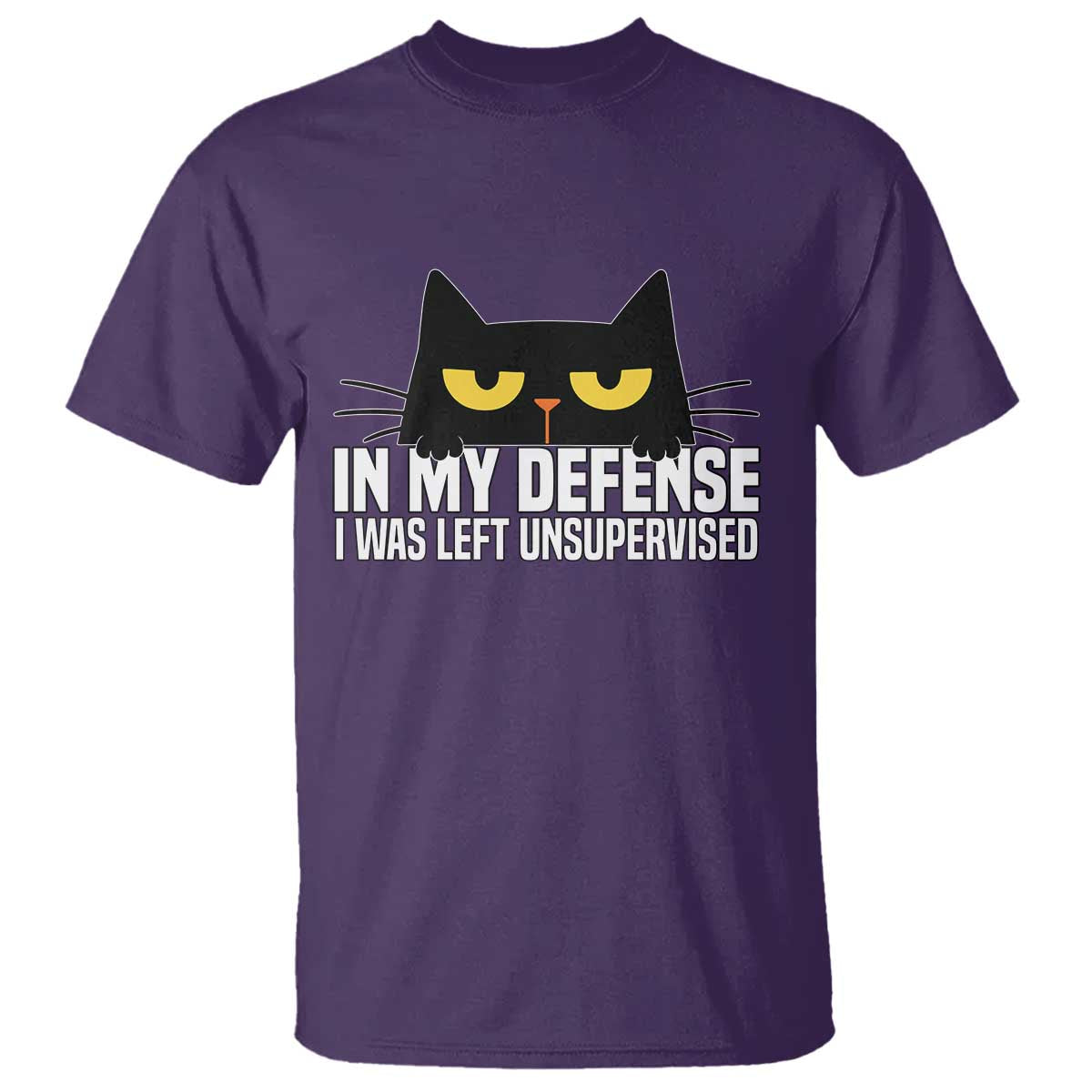 Sarcastic Black Cat T Shirt In My Defense I Was Left Unsupervised TS14 Purple Print Your Wear
