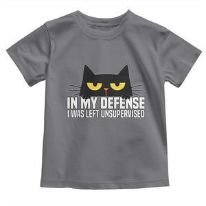 Sarcastic Black Cat Toddler T Shirt In My Defense I Was Left Unsupervised TS14 Charcoal Print Your Wear