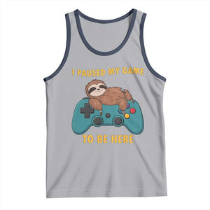 I Paused My Game To Be Here Tank Top Funny Sloth Gamer Video Games TS14 Athletic Heather Navy Print Your Wear