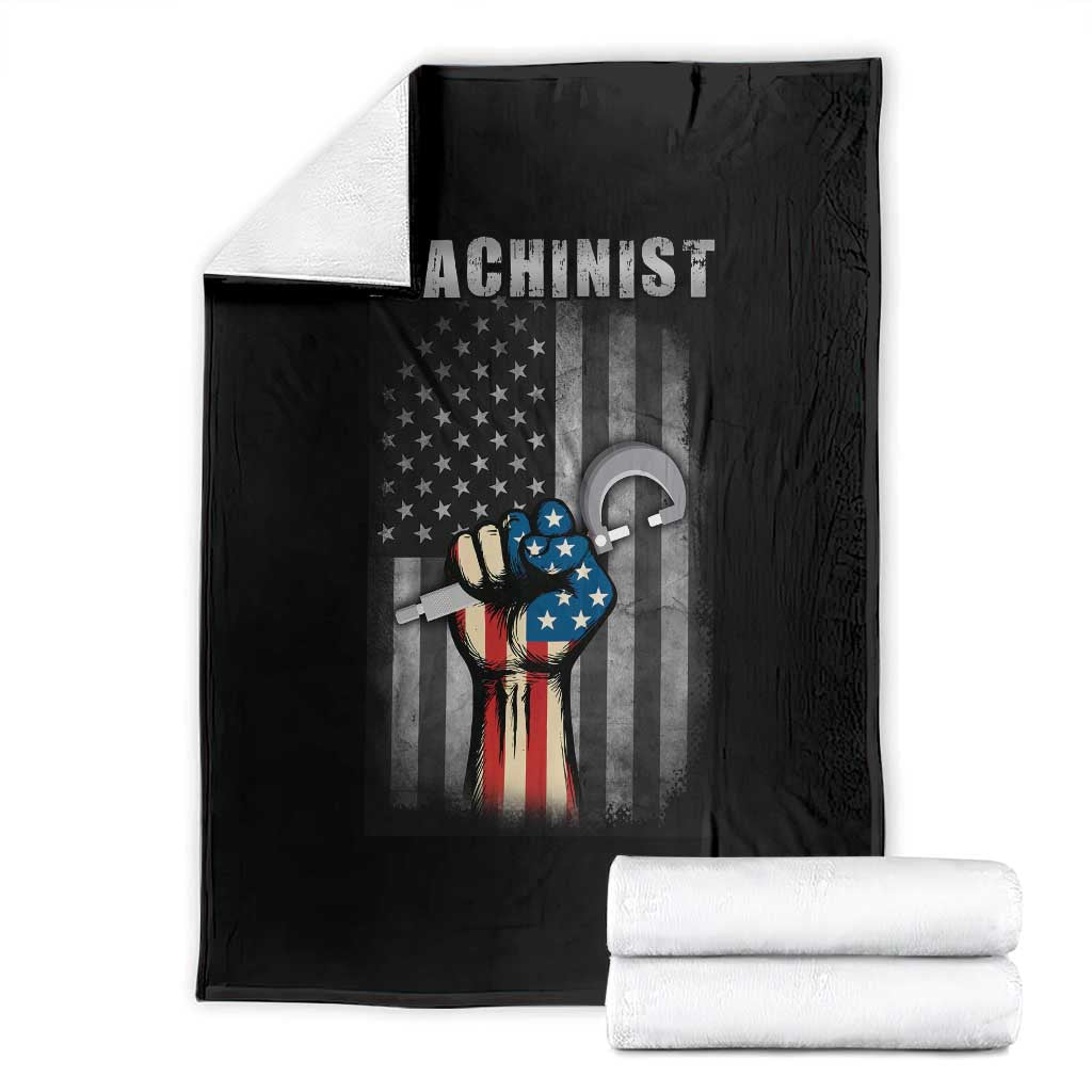 Machinist Patriotic US Flag Throw Blanket TS14 Black Print Your Wear