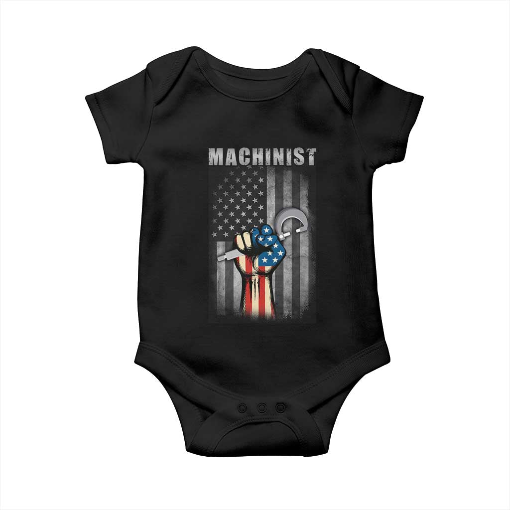 Machinist Patriotic US Flag Baby Onesie TS14 Black Print Your Wear