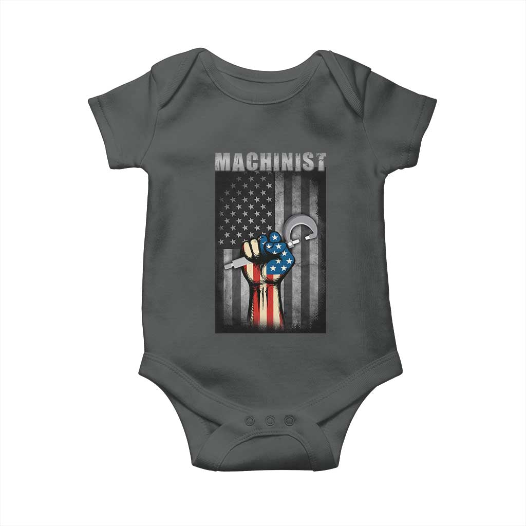 Machinist Patriotic US Flag Baby Onesie TS14 Dark Heather Print Your Wear