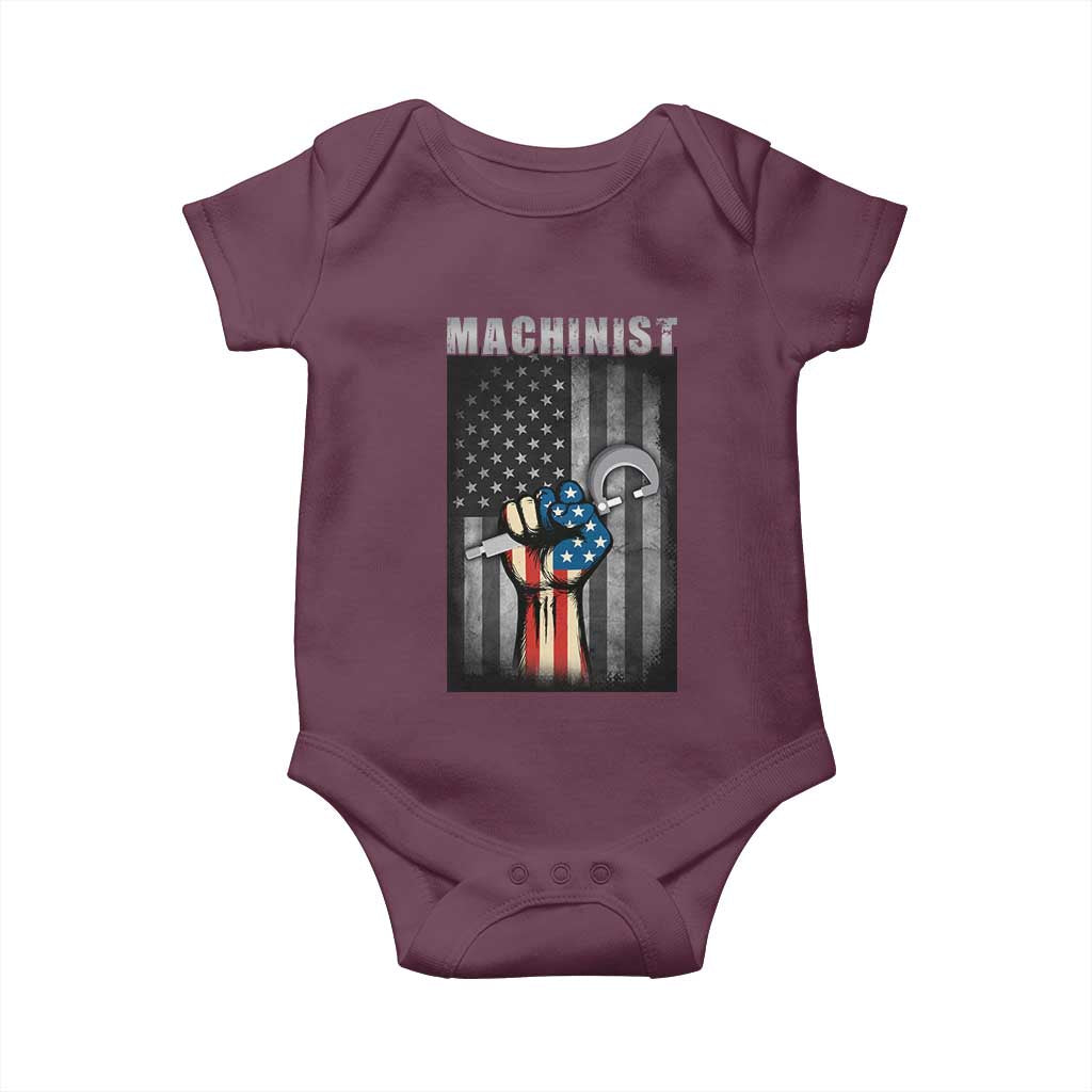 Machinist Patriotic US Flag Baby Onesie TS14 Maroon Print Your Wear