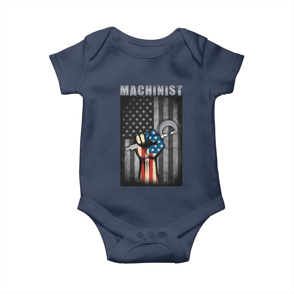 Machinist Patriotic US Flag Baby Onesie TS14 Navy Print Your Wear