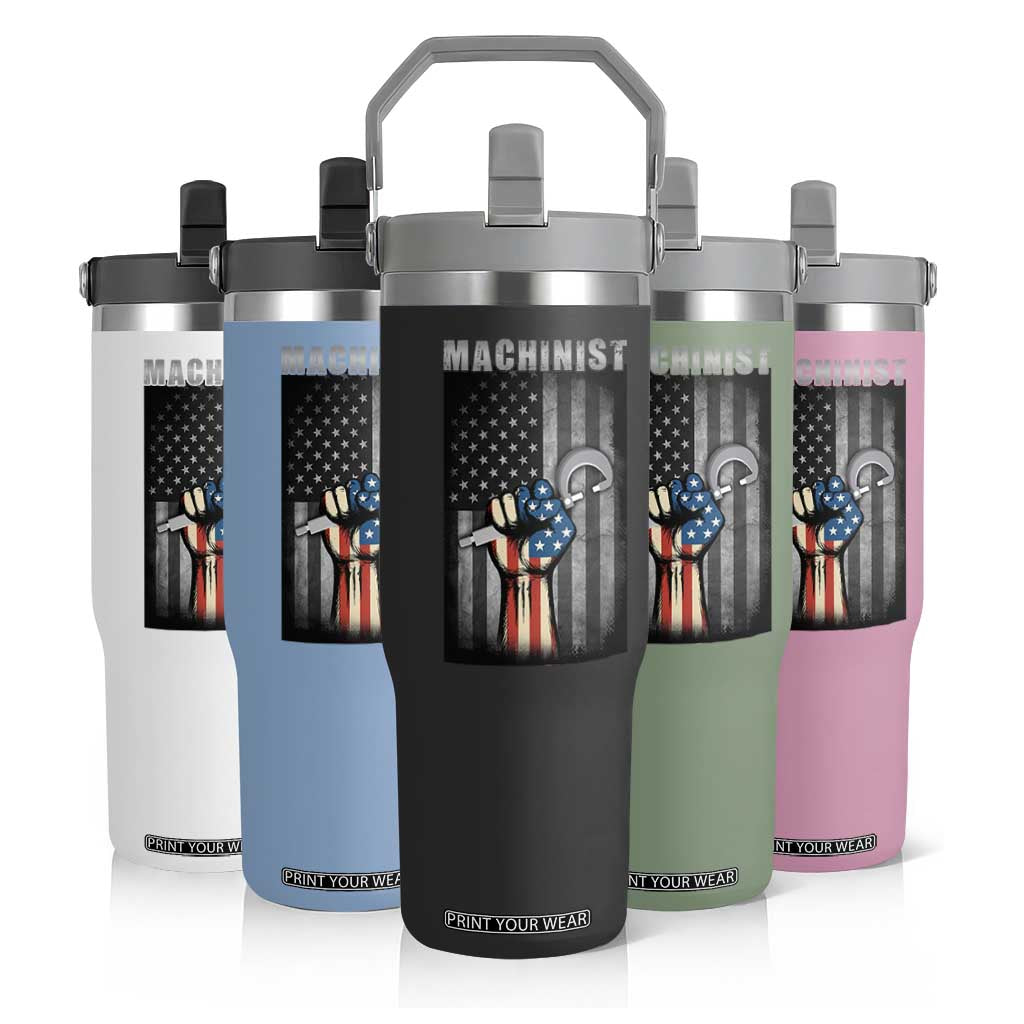 Machinist Patriotic US Flag Flip Straw Tumbler TS14 Print Your Wear