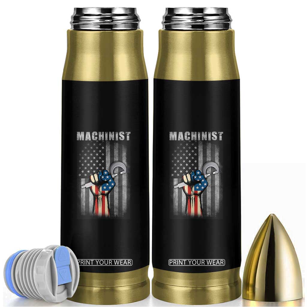 Machinist Patriotic US Flag Bullet Tumbler TS14 Black Print Your Wear