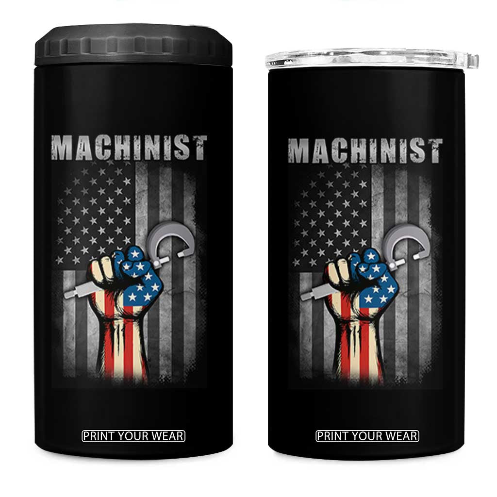 Machinist Patriotic US Flag 4 in 1 Can Cooler Tumbler TS14 One Size: 16 oz Black Print Your Wear
