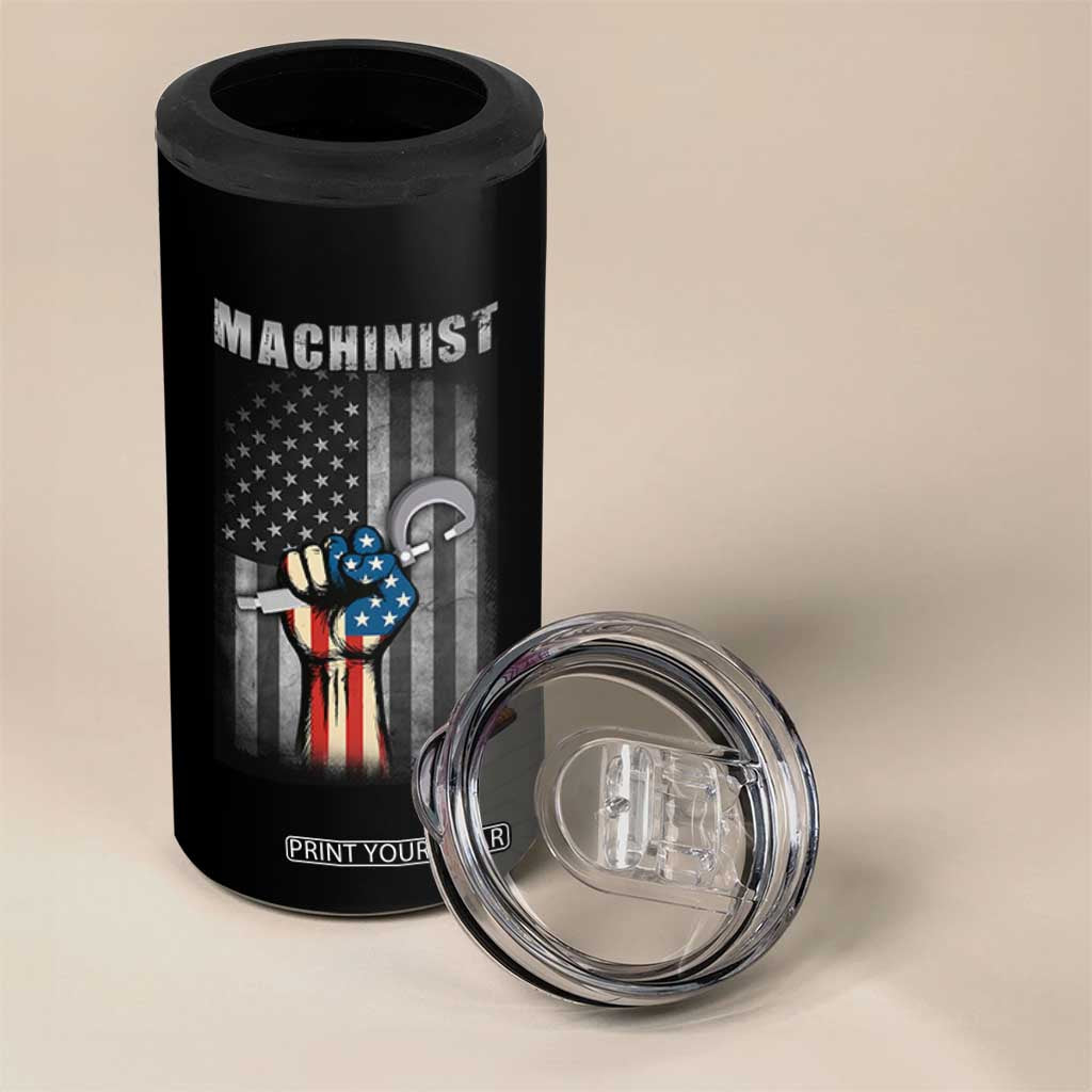 Machinist Patriotic US Flag 4 in 1 Can Cooler Tumbler TS14 Print Your Wear