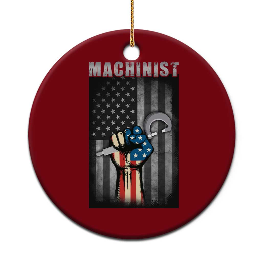 Machinist Patriotic US Flag Ceramic Ornament TS14 1pc Red Print Your Wear