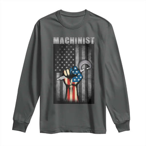 Machinist Patriotic US Flag Long Sleeve Shirt TS14 Dark Heather Print Your Wear
